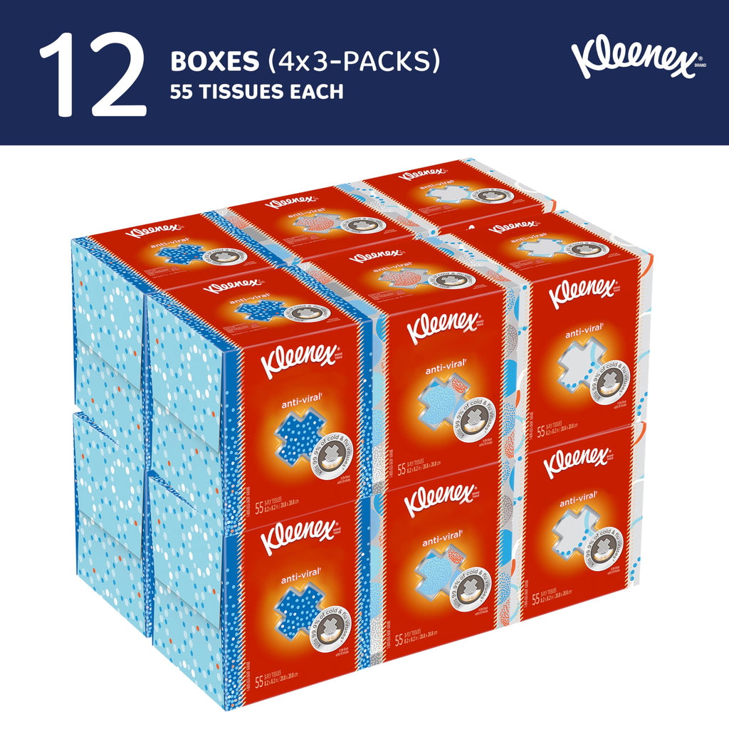 Kleenex Professional Anti-Viral Facial Tissue, 3-Ply, 3/Pack