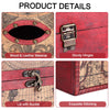 Sumnacon Wood Tissue Box Cover Square, Vintage Retro Tissue Holder, Red
