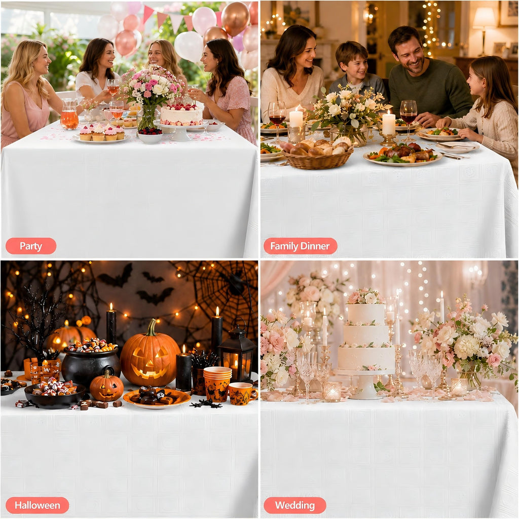 CUUSNNY 6 Pack White Paper Tablecloths for Rectangle Tables