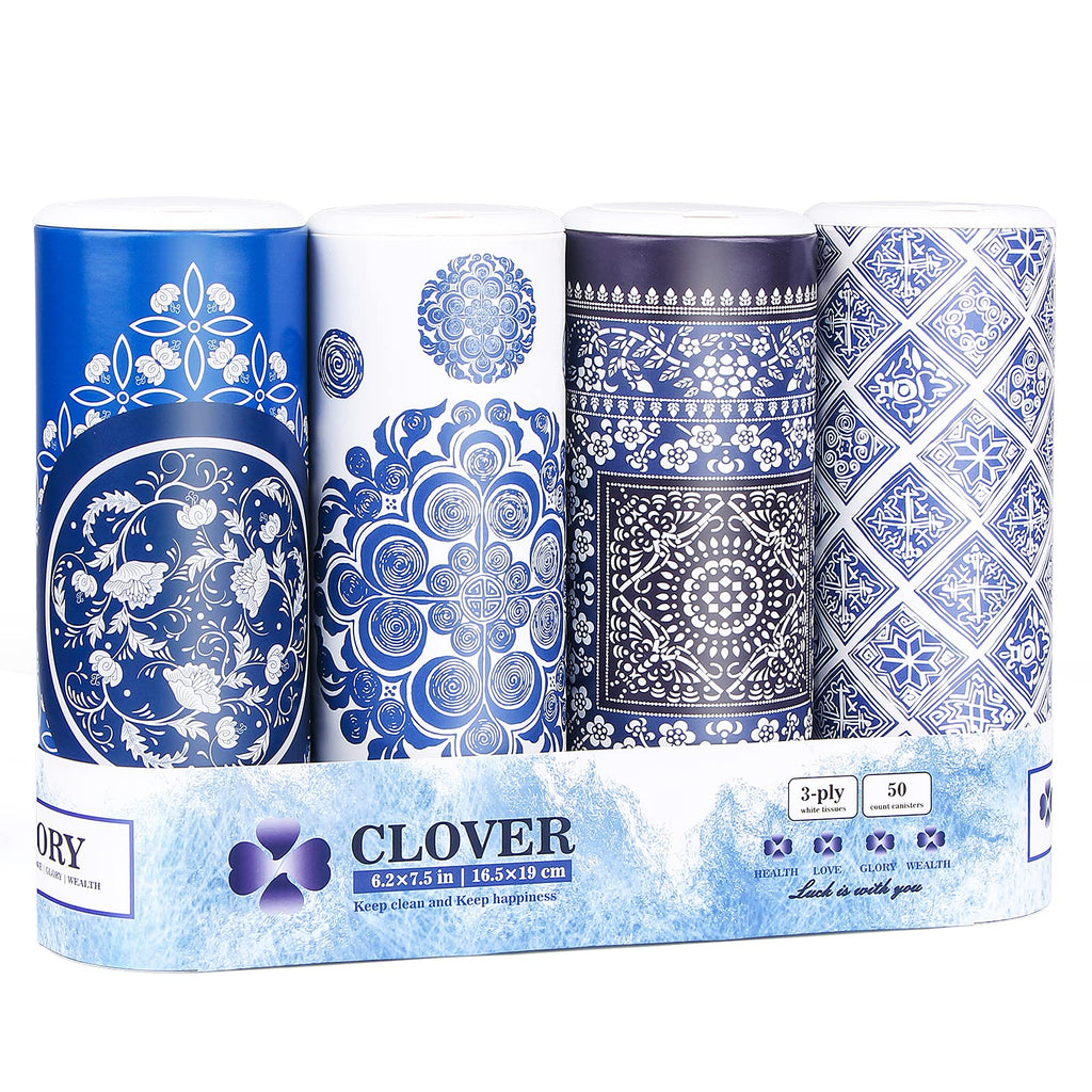 Car Round Canned Tissue Box Cup Holder Facial Tissues,Cylinder Tube Face Towel,4 Canister 3-Ply Car Napkins for Travel Tissue Bulk Fit Home,Office,School by CLOVER