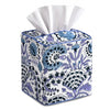 CPC 100% Cotton Piping Block Print Tissue Box Cover, Indigo Blue