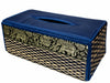 CCcollections Handmade Stylish Reed Tissue Box, 100% Cotton Handcrafted with Satin Trim Sheath Cover Holder Dispense Made from Natural Eco-Friendly Materials - (Blue)