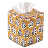 CPC 100% Cotton Piping Block Print Tissue Box Cover, Citrine Yellow