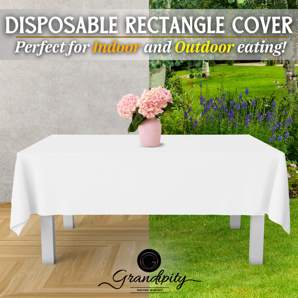 Grandipity Plastic Table Cloth Disposable 12 Pack 54” x 108” Rectangle